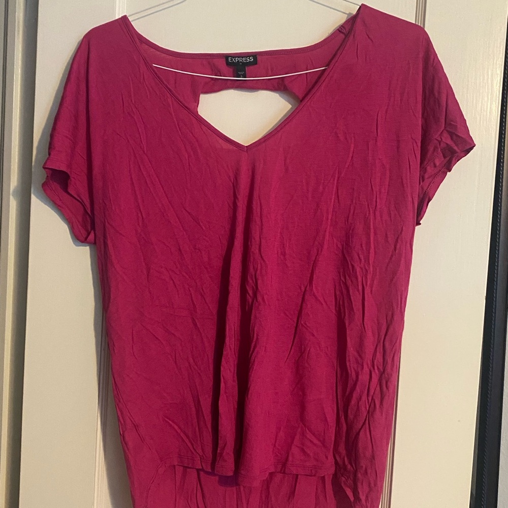 Express - Pink Relaxed Cut Out Blouse